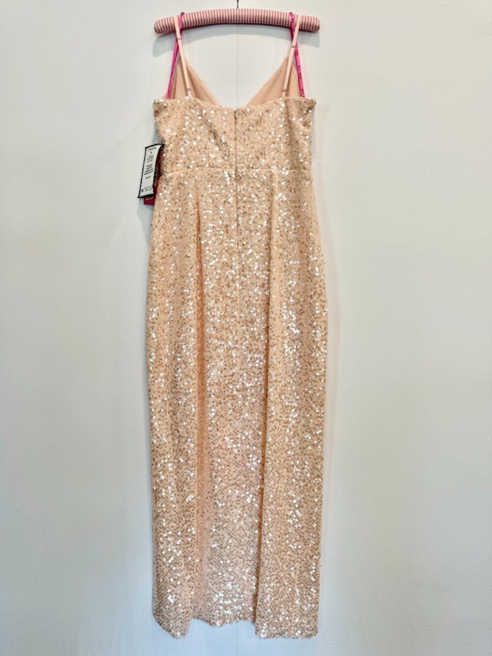 Betsey Johnson Blush/Rose Gold Sequin Wrap Dress - Size 12 - New With Tags - Picture 2 of 8